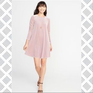 NWOT Blush pink velvet swing dress
